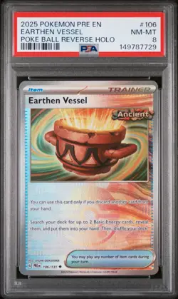 2025 POKEMON PRE EN-PRISMATIC EVOLUTIONS #106 EARTHEN VESSEL PSA 8 - Image 1