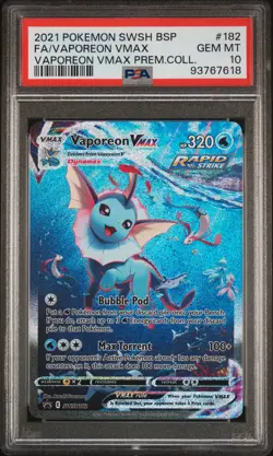 2021 POKEMON SWSH BLACK STAR PROMO #182 FULL ART/VAPOREON VMAX PSA 10 - Image 1