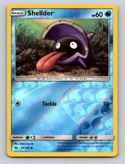 Shellder 33/149 Common SM Base Set Pokemon Reverse Holo NM - Image 1