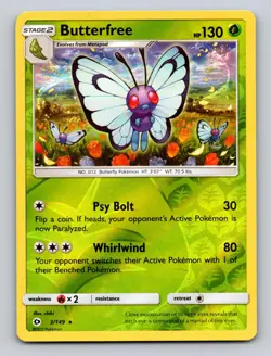 Butterfree 3/149 Rare SM Base Set Pokemon Reverse Holo LP - Image 1