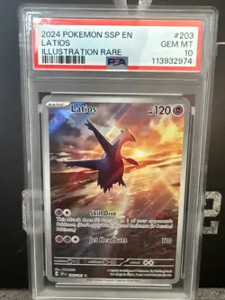Pokemon Latios Surging Sparks Illustration Rare #203 PSA 10 Gem Mint - Image 1