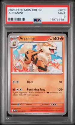 2025 POKEMON DRI EN-DESTINED RIVALS #028 ARCANINE PSA 9 - Image 1