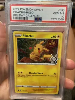 2022 Pokemon Pikachu Holiday Calendar Holo Promo SWSH153 PSA GEM MINT 10 - Image 1