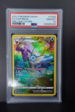 2022 POKEMON SWORD & SHIELD BRILLIANT STARS #TG02 FULL ART/VAPOREON PSA 10 - Image 1