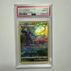 2022 POKEMON SWORD & SHIELD BRILLIANT STARS #TG02 VAPOREON PSA 10 25% GEM RATE - Image 1