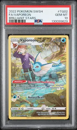 2022 Pokemon Sword & Shield Brilliant Stars #TG02 Vaporeon PSA 10 - Image 1