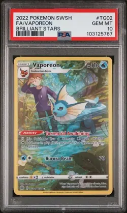 Pokemon 2022 Vaporeon TG02/TG30 Full Art Brilliant Stars GEM MINT PSA 10 - Image 1