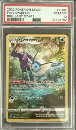 Vaporeon #TG02/TG30 - 2022 Pokemon SWSH Brilliant Stars - GEM MINT PSA 10 - Image 1