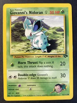 Giovanni's Nidoran 75/132 Gym Challenge Common - Pokemon Card Near Mint - Image 1