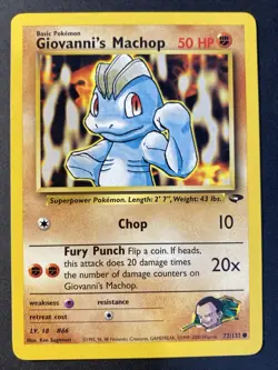 Giovanni's Machop 72/132 Gym Challenge Common - Pokemon Card Near Mint - Image 1
