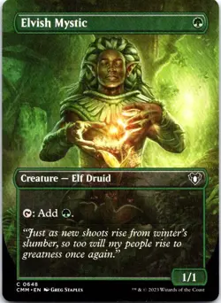 Elvish Mystic (Borderless) 648 Common Commander Masters Magic: The Gathering NM - Image 1