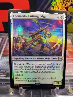 Leonardo Cutting Edge 0015 Rare *FOIL* Mutant Ninja Turtle MTG TMNT - Image 1