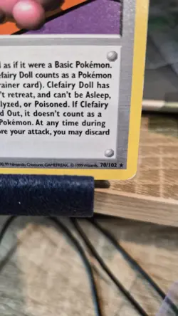 Pokemon TCG Clefairy Doll Trainer Base Set 1st Edition MP - Image 5