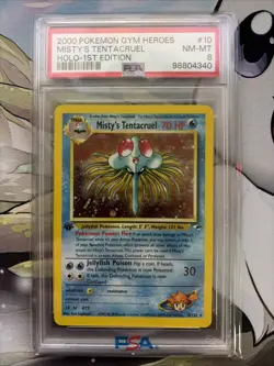 2000 Pokemon PSA 8 1st Edition Misty's Tentacruel Holo 10/132 Gym Heroes MINT 🚀 - Image 1