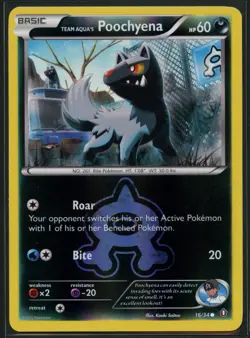Team Aqua's Poochyena 16/34 Common Double Crisis Pokemon Reverse Holo Near Mint - Image 1