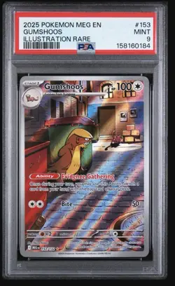 Gumshoos 2025 Pokemon Meg En #153 Illustration Rare - PSA 9 - Image 1