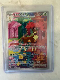 Pokemon TCG Sawsbuck Temporal Forces Illustration Card 166/162 - Image 1