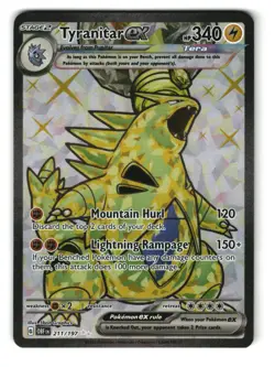 Tyranitar ex 211/197 Holo Ultra Rare Obsidian Flames Pokemon NM - Image 1