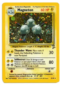 Pokemon Card: Magneton HOLO SWIRL 9/130 Base Set 2 Vintage Rare! PL - Image 1