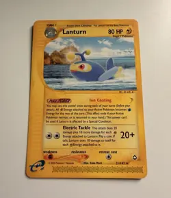 Pokemon Lanturn 21/147 Aquapolis Regular Rare Stage 1 80 HP English 2002 - Image 1