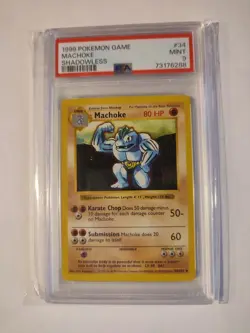 1999 POKEMON BASE SET SHADOWLESS #34/102 MACHOKE + KAKUNA PSA 9 MINT - Image 1