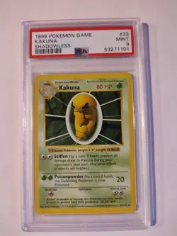 1999 POKEMON BASE SET SHADOWLESS #34/102 MACHOKE + KAKUNA PSA 9 MINT - Image 2
