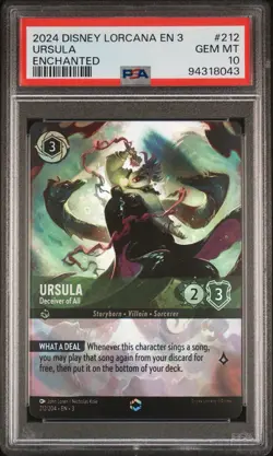 2024 DISNEY LORCANA EN 3 INKLANDS #212 URSULA DECEIVER OF ALL ENCHANTED PSA 10 - Image 1
