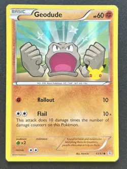 Pokemon Card Geodude 20th Anniversary Holo STAMP 43/83 - Image 1