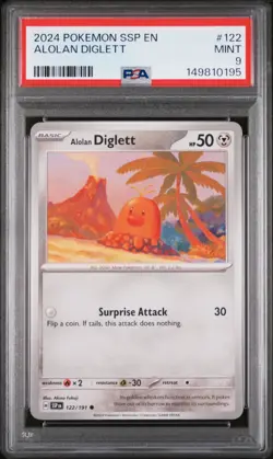 2024 POKEMON SSP EN-SURGING SPARKS #122 ALOLAN DIGLETT PSA 9 - Image 1
