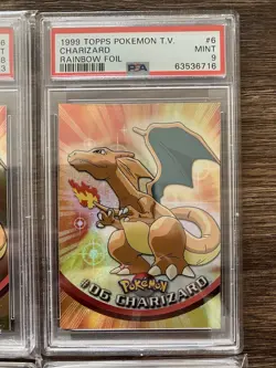 Pokemon 1999 Charizard Topps Rainbow Foil PSA 9 Blue Logo 1 Edition - Image 1