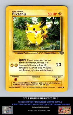 Jungle #60/64 Pikachu Common Pokemon tcg - Image 1