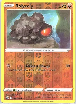 Rolycoly 078/163 Common Battle Styles Pokemon Reverse Holo Near Mint - Image 1