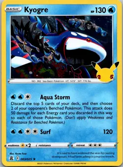 Kyogre 003/025 Rare Celebrations Pokemon Holo Near Mint - Image 1