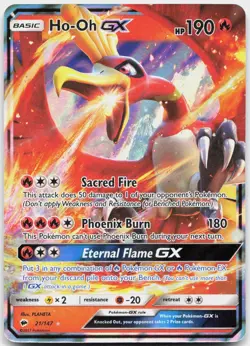 Ho-Oh GX 21/147 Holo GX Rare Burning Shadows Pokemon Lightly Played - Image 1
