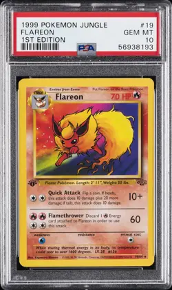 1999 POKEMON JUNGLE 1ST EDITION #19 FLAREON PSA 10 - Image 1