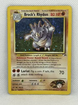 Pokemon Brock's Rhydon Gym Heroes 2/132 Holo Unlimited MP-HP - Image 1