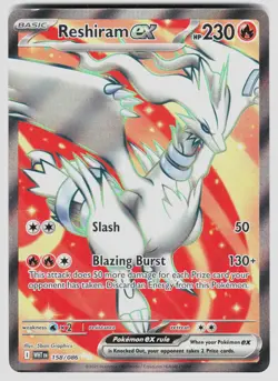 RESHIRAM EX 158/086 HOLO ULTRA RARE WHITE FLARE POKEMON HOLO NM/M - Image 1