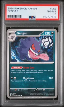 2024 POKEMON PAF EN-PALDEAN FATES #057 GENGAR PSA 8 - Image 1