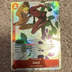 Bandai One Piece Card Game Sanji OP01-013 Romance Dawn R Alt Art Foil English - Image 1