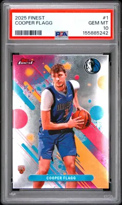 2025 TOPPS FINEST #1 COOPER FLAGG COMMON ROOKIE RC PSA 10 (B) - Image 1