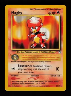 Magby 23/111 Unlimited Rare Neo Genesis Pokemon Cards - Image 1