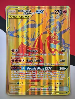 JUMBO Oversized Reshiram & Charizard GX Tag Team Gold Promo SM247 Pokemon HP #2 - Image 1