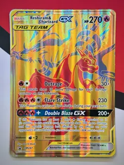 JUMBO Oversized Reshiram & Charizard GX Tag Team Gold Promo SM247 Pokemon MP #1 - Image 1