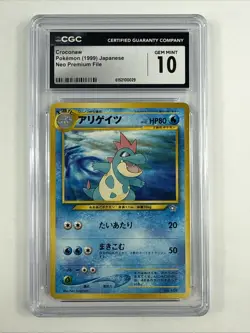 CGC 10 Croconaw – 1999 Pokemon Japanese Neo Premium File – GEM MINT - Image 1