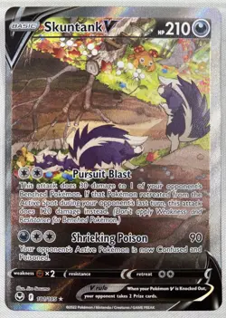Pokemon TCG Skuntank V Alt Art 181/195 Ultra Rare Full Art Silver Tempest NM - Image 1
