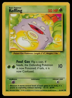 Koffing 51/102 Common Base Set Unlimited Pokemon Lightly Played - Image 1