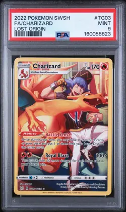 2022 POKEMON SWORD & SHIELD LOST ORIGIN #TG03 FA/CHARIZARD LOST ORIGIN PSA 9 - Image 3