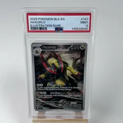 2025 POKEMON BLK EN-BLACK BOLT ILLUSTRATION RARE #147 HAXORUS PSA 9 - Image 1