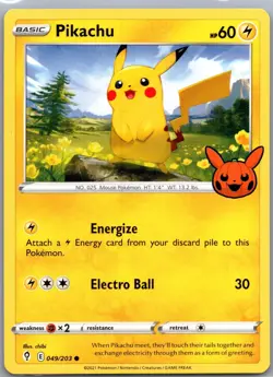 Pikachu 049/203 Promo Trick or Trade BOOster Pokemon Lightly Played - Image 1