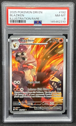 2025 Pokemon Destined Rivals - Blaziken - Illustration Rare - 192 - PSA 8 - Image 1